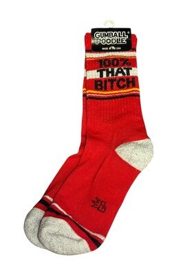 B*tch Socks by Gumball Poodle Unisex Ribbed Gym Crew Socks Novelty Socks Gift
